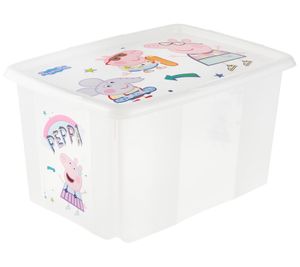 Boîte de rangement keeeper Karolina « Peppa Pig » avec couvercle, empilable, 45 L, 9572190, blanc/transparent