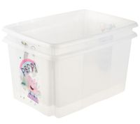 Boîte de rangement keeeper Karolina « Peppa Pig » avec couvercle, empilable, 45 L, 9572190, blanc/transparent