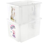 Boîte de rangement keeeper Karolina « Peppa Pig » avec couvercle, empilable, 45 L, 9572190, blanc/transparent