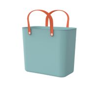 Rotho Multibag ALBULA 25L Sostenible – Bolsa de Transporte / Cesta de la Compra fabricada con Plástico Reciclado del Océano – Azul Marino/Naranja o Azul Cielo/Naranja