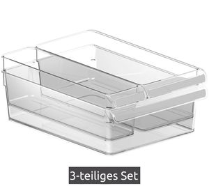 Organizador para refrigerador Rotho LOFT, juego de 3 cajones (1.6 litros, 3.1 litros y 5 litros) - 8346730 Transparente/Blanco