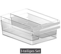 3er Set Rotho LOFT Kühlschrankorganizer Schublade 1,6 Liter, 3,1 Liter und 5 Liter Kühlschrankbox Frischebox 8346730 Transparent/Weiß