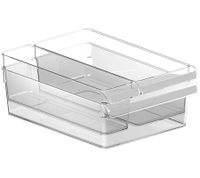 3er Set Rotho LOFT Kühlschrankorganizer Schublade 1,6 Liter, 3,1 Liter und 5 Liter Kühlschrankbox Frischebox 8346730 Transparent/Weiß