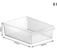 3er Set Rotho LOFT Kühlschrankorganizer Schublade 1,6 Liter, 3,1 Liter und 5 Liter Kühlschrankbox Frischebox 8346730 Transparent/Weiß