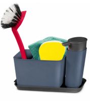 Spülbecken-Organizer mit praktischem Wasserablauf Spülutensilien-Aufbewahrung Blau/Grau