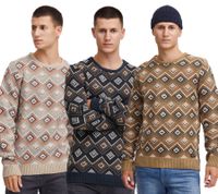 Maglione girocollo da uomo BLEND Classic in maglia fine 20715873 Beige scuro, Blu o Beige chiaro