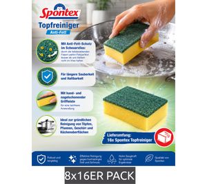 Confezione da 128 spugnette abrasive Spontex con protezione antigrasso, ideali per la pulizia e il lavaggio di piatti (codice articolo 7724483, giallo/verde)