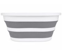 Cesto portabiancheria pieghevole DR Home Division, 26 litri, salvaspazio con maniglie, 9941079, grigio/bianco