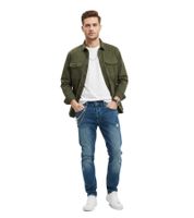 Jeans casual da uomo 2Y Premium, look moderno effetto usurato, portachiavi incluso, blu