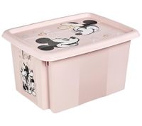 Contenitore portaoggetti keeeper Karolina Peppa Pig, Paw Patrol, Stitch o Minnie Mouse con coperchio, impilabile, 15L, trasparente, blu o rosa