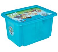 Contenitore portaoggetti keeeper Karolina Peppa Pig, Paw Patrol, Stitch o Minnie Mouse con coperchio, impilabile, 15L, trasparente, blu o rosa