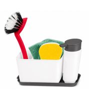 Organizzatore per lavello con pratico foro di scarico - Contenitore per utensili da cucina - Bianco/Grigio o Blu/Grigio