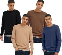 Maglione girocollo da uomo BLEND Classic in maglia fine 20717260 Nero, Marrone, Blu o Beige
