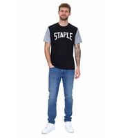 STAPLE Men's Cotton T-Shirt with Back or Front Print – Crew Neck – White, Black, or Olive Green