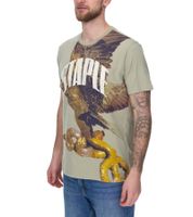 STAPLE Men's Cotton T-Shirt with Back or Front Print – Crew Neck – White, Black, or Olive Green