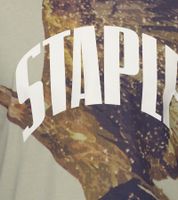 STAPLE Men's Cotton T-Shirt with Back or Front Print – Crew Neck – White, Black, or Olive Green