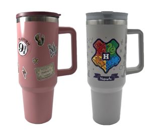 Harry Potter Giant Cup – Hogwarts Express or Back to Hogwarts Thermal Tumbler (1.2L) with Handle | Double-Walled Stainless Steel Insulation for Hot & Cold Drinks | Pink or Grey