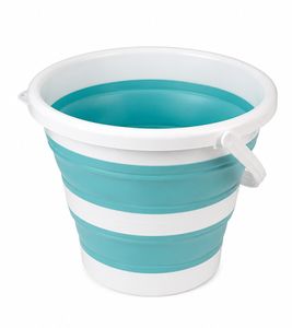 Faltbarer Eimer 10 Liter Platzsparender Haushalts-Eimer mit breitem Henkel 9941978 Weiß/Blau