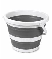 Seau pliable de 10 litres, seau ménager peu encombrant avec large poignée, 9941077, blanc/gris