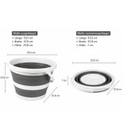 Seau pliable de 10 litres, seau ménager peu encombrant avec large poignée, 9941077, blanc/gris
