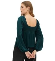 Blusa de punto a la moda con escote en V y volantes - Blusa de manga larga 949372 Verde