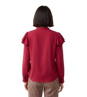 Blusa de manga larga para mujer con mezcla de seda 927834 Roja