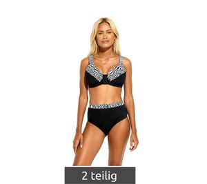 Timeless Women's Bikini Set – Two-Piece Minimizer Swimwear with Padded Straps (Cup Size E) – Style 914316 – Black/White