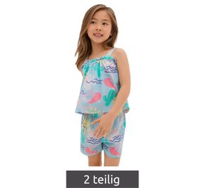 Praktisches 2-teiliges Set für Mädchen bestehend aus Top und kurzer Hose aus reiner Bio-Baumwolle Overall-Set 908598 Blau/Bunt