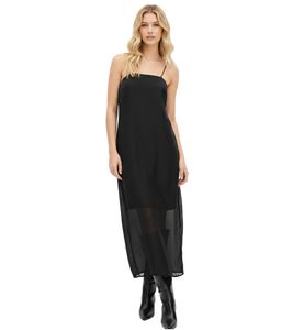 Damen Maxikleid mit Spaghettiträgern Ausgeh-Kleid ärmellos 955567 Schwarz