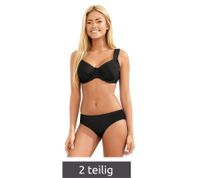 zeitloses Damen Bikini-Set zweiteiliger Minimizer Bademode F-Körbchen 960224 Schwarz