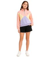 Kinder Troyer-Pullover für Mädchen Stehkragen-Pulli Alltags-Pullover 925305 Rosa/Beige/Lila
