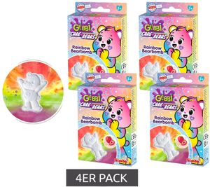 4er Pack GLIBBI Bears Rainbow Badebombe Magischer Badezusatz für Kinder ab 3 Jahren Sprudelnde Badekugel mit Regenbogen-Effekt & Erdbeer-Aroma Sparpack