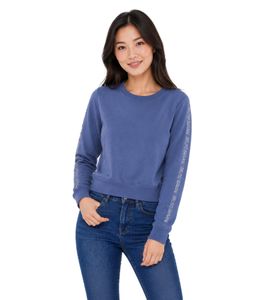 Jersey de cuello redondo para mujer Bruno Banani con logo en las mangas, de algodón, manga larga, azul