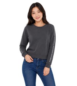 Jersey de cuello redondo para mujer Bruno Banani con logo en las mangas, de algodón, color antracita