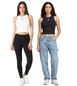 adidas Women's Tank Top – Lightweight Rib-Knit Crop Top, Cotton Fitness Shirt in Black or White