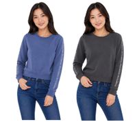 Jersey de cuello redondo para mujer de Bruno Banani con logo en las mangas, de algodón, manga larga, disponible en azul o antracita.