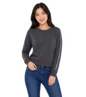 Jersey de cuello redondo para mujer de Bruno Banani con logo en las mangas, de algodón, manga larga, disponible en azul o antracita.