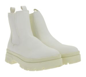 Lässiger Damen Chelsea-Boots mit profilierter Sohle Schlupf-Stiefelette Winter-Boots 948556 Weiß
