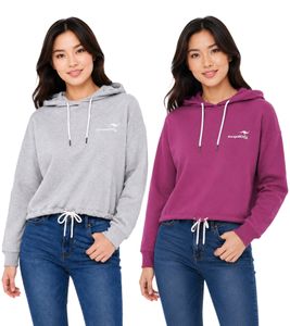 lässiger KangaROOS Damen Hoodie mit Kordelzug an Kapuze und Saum Kapuzen-Sweater Baumwoll-Pullover Grau meliert oder Violett