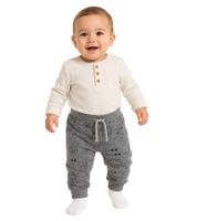 2er Pack Baby Jersey-Hose nachhaltige Jogginghosen mit Dino-Print Baumwoll-Hose 909283 Grau/Grün