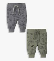 2er Pack Baby Jersey-Hose nachhaltige Jogginghosen mit Dino-Print Baumwoll-Hose 909283 Grau/Grün