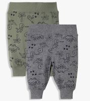 2er Pack Baby Jersey-Hose nachhaltige Jogginghosen mit Dino-Print Baumwoll-Hose 909283 Grau/Grün