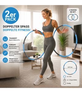 2er Pack EDURO Hula Hoop Reifen gepolstertes Sportgerät für zu Hause Fitness-Reifen 97cm 8983249 Blau/Grau