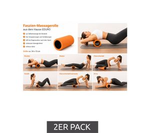 2er Pack EDURO Faszien-Massagerolle zur Selbstmassage der Muskeln Schaumstoffrolle Regenerations-Rolle ca. 34x15cm Orange