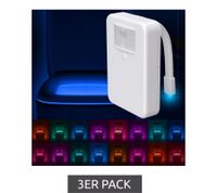 3er Pack LumiLux Toilettenbeleuchtung mit Bewegungsmelder Toilettenschüsselbeleuchtung 16-farbige LED Weiß