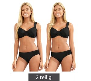 Timeless Women's Bikini Set: Two-Piece Minimizer Swimwear with Choice of D or F Cups – Black
