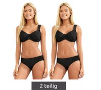Timeless Women's Bikini Set: Two-Piece Minimizer Swimwear with Choice of D or F Cups – Black