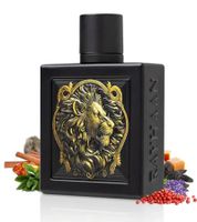 Eau de Parfum Rayhaan Lion pour Homme : Un parfum doux et épicé aux notes fraîches et chaudes, 100 ml, Flacon Noir