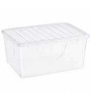 Juego de 2 cajas de almacenamiento Tontarelli, 16,7 litros de capacidad cada una, apilables con tapa, 39,6 x 33 x 20,5 cm, transparentes/blancas