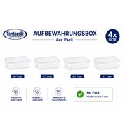 Juego de 4 cajas de almacenamiento Tontarelli, 4,7 litros de capacidad cada una, apilables con tapa, 32,7 x 19 x 19 cm, transparentes/blancas